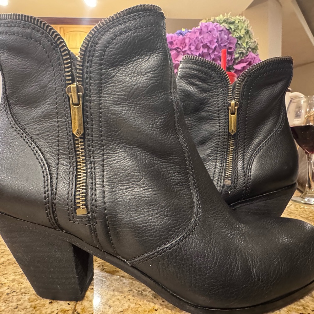 Sam Edelman Black Ankle Booties with Gold Zipper